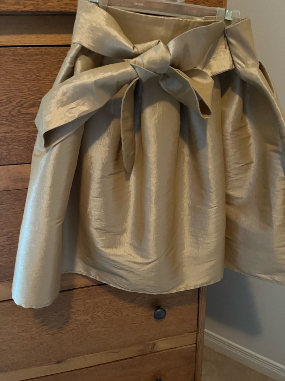 Gold Mini Skirt with Waist Tie